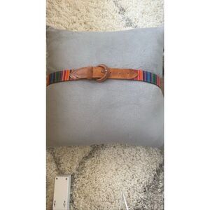 Vintage Pusser’s West Indies Leather & Rainbow Fabric Belt Sz 34 EUC